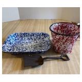 Enamelware Bucket and Tray