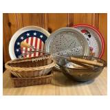 Misc Trays and Baskets, Large Glass Bowl