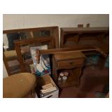 Mirror, Pictures, Night stand and bench