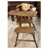 Wooden Highchair and Bear