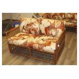 VINTAGE RATTAN LOVESEAT,ORIGINAL CUSHIONS