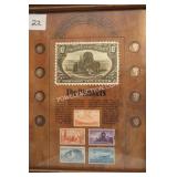 8 FRAMED MERCURY DIMES WITH STAMPS