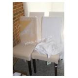 SET OF 4 DINING CHAIRS WITH WHITE COVERS