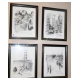 SET OF 4 DON DAVEY 1977 SAN FRANCISCO PRINTS