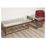 WINTAGE RATTAN COFFEE TABLE & END TABLE