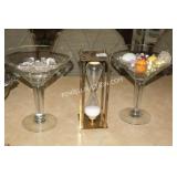 HOUR GLASS, LARGE MARTINI GLASSES ETC