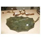 CANDLEHOLDER & BRASS LEAF WALL PLAQUE