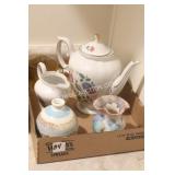 TEAPOT, POTTERY PCS, DEPRESSION GLASS