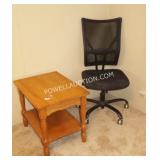 END TABLE & SWIVEL OFFICE CHAIR