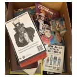 Box with assorted books and paper shreader