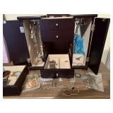 LARGE JEWELRY BOX W/BRACLETS, NECKLACES, EARRINGS