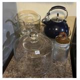 TEA KETTLE, STORAGE JAR, CAKE STAND TOP, ETC.