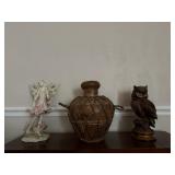 FAIRY AND OWL FIGURGNES AND GREEN STYLE WATER JUG