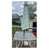 GLASS TOP TABLE & UMBRELLA