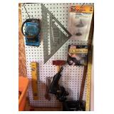 CONTENTS OF WHITE PEGBOARD & WHITE SHELF