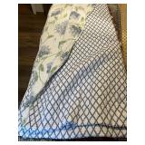 MACHINE MADE BLUE AND WHITE QUILT