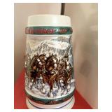 BEER ADVERTISING STEINS, GLASS MUG AND 2 GLASSES