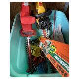 TOTE WITH HEDGE TRIMMER, ETC.