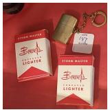 3 LIGHTERS (ONE ON KEYCHAIN) - 2 BOWERS STORM