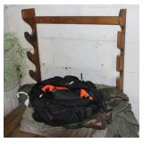 SMALL GUN RACK W/ASST. HUNTING CLOTHES SMALL GUN RACK W/ASST. HUNTING CLOTHES