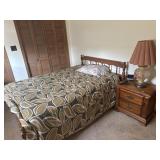 BED, BEDDING, 2 DRAWER NIGHT STAND & BED, BEDDING, 2 DRAWER NIGHT STAND &