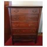 5 DRAWER VICTORIAN OAK CHEST - 5 DRAWER VICTORIAN OAK CHEST -