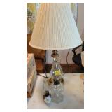 BRASS TABLE LAMP AND 2 OIL LAMPS BRASS TABLE LAMP AND 2 OIL LAMPS