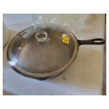 10" CAST IRON CHICKEN FRYER W/GLASS LID - 10" CAST IRON CHICKEN FRYER W/GLASS LID -