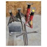 2 PAIR JACK STANDS, WHEEL SCOTCH, 4 WAY WRENCHES 2 PAIR JACK STANDS, WHEEL SCOTCH, 4 WAY WRENCHES