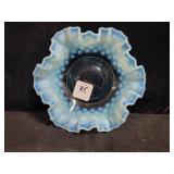 6 INCH BLUE OPALESCENT HOBNAIL DISH 6 INCH BLUE OPALESCENT HOBNAIL DISH
