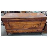 LARGE CEDAR CHEST ON LEGS - LONG CENTER DRAWER - LARGE CEDAR CHEST ON LEGS - LONG CENTER DRAWER -