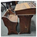 ANTIQUE SCHOOL DESK WITH SEAT - ANTIQUE SCHOOL DESK WITH SEAT -