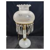 MILK GLASS LAMP WITH ETCHED MILK GLASS LAMP WITH ETCHED
