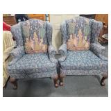 PAIR OF CHIPPENDALE STYLE WINGBACK CHAIRS - PAIR OF CHIPPENDALE STYLE WINGBACK CHAIRS -
