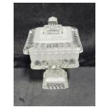6 INCH CRYSTAL COVERED COMPOTE CIRCA 1950 6 INCH CRYSTAL COVERED COMPOTE CIRCA 1950