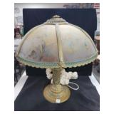 ANTIQUE TABLE LAMP WITH REVERSE PAINTED ANTIQUE TABLE LAMP WITH REVERSE PAINTED