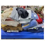 NEW CLOTHING, TABLE LINENS AND FOOT STOOL - NEW CLOTHING, TABLE LINENS AND FOOT STOOL -