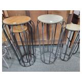2 PAIRS (4 STANDS) OF IRON AND WOOD PLANT STANDS 2 PAIRS (4 STANDS) OF IRON AND WOOD PLANT STANDS