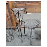IRON PLANT STAND AND AN IRON AND GLASS IRON PLANT STAND AND AN IRON AND GLASS