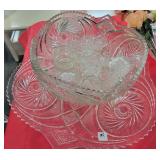 CRYSTAL PATTERN GLASS PUNCH BOWL, UNDERPLATE, CRYSTAL PATTERN GLASS PUNCH BOWL, UNDERPLATE,
