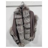 LADIES SILVER FOX LINED SWEATER WRAP LADIES SILVER FOX LINED SWEATER WRAP