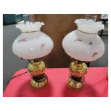 PAIR OF BRASS BOUDOIRE LAMPS PAIR OF BRASS BOUDOIRE LAMPS