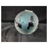 SIGNED ART GLASS FROG PAPER WEIGHT SIGNED ART GLASS FROG PAPER WEIGHT