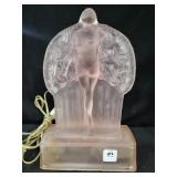 ART DECO PINK SATIN GLASS LAMP - ART DECO PINK SATIN GLASS LAMP -