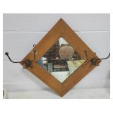 TRIANGULAR OAK VICTORIAN HAT RACK WITH MIRROR - TRIANGULAR OAK VICTORIAN HAT RACK WITH MIRROR -