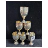 SET OF 6 SILVER PLATE CORDIALS - MADE SET OF 6 SILVER PLATE CORDIALS - MADE