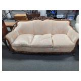 6 FOOT FRENCH UPHOLSTERED AND CARVED WOOD SOFA 6 FOOT FRENCH UPHOLSTERED AND CARVED WOOD SOFA