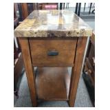 SINGLE DRAWER FAUX MARBLE TOP END TABLE SINGLE DRAWER FAUX MARBLE TOP END TABLE