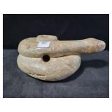 NATIVE AMERICAN CARVED RATTLESNAKE EFIGY PIPE NATIVE AMERICAN CARVED RATTLESNAKE EFIGY PIPE