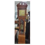 PINE CASE GRANDFATHER CLOCK - BRASS PINE CASE GRANDFATHER CLOCK - BRASS